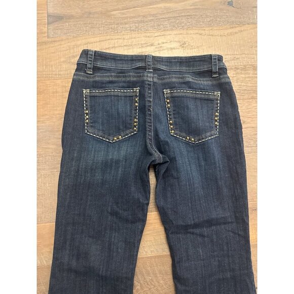 Lee Flare Jeans Wmn Sz12P Dark Blue Low Rise Slender Secret Western Studs - Picture 8 of 9